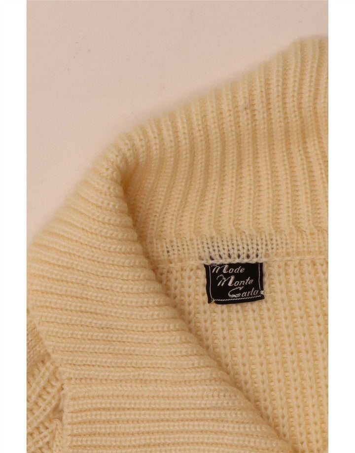Suéter cardigã masculino vintage grande branco