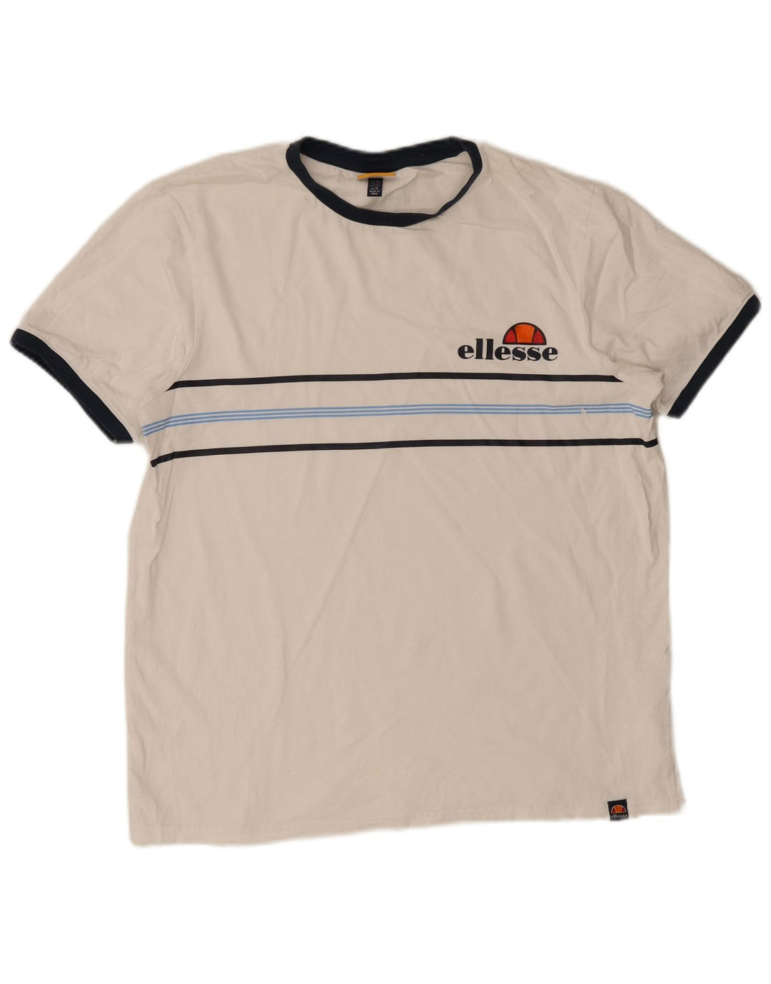 Camiseta masculina Ellesse Top XL algodão listrado branco