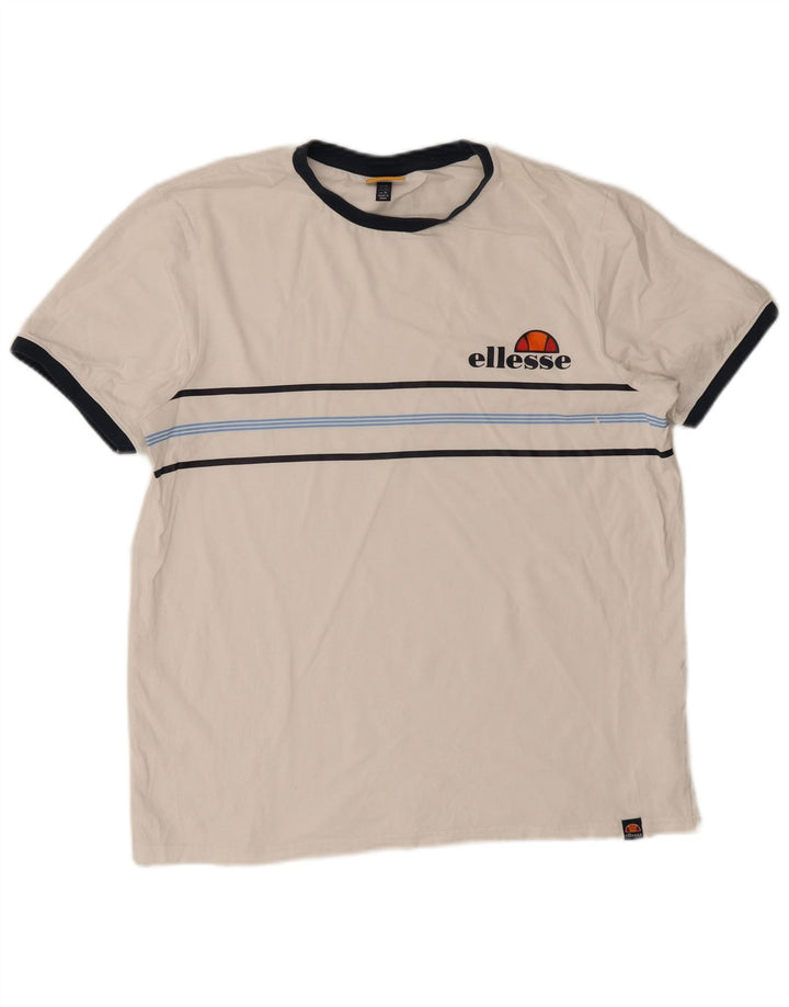 Camiseta masculina Ellesse Top XL algodão listrado branco