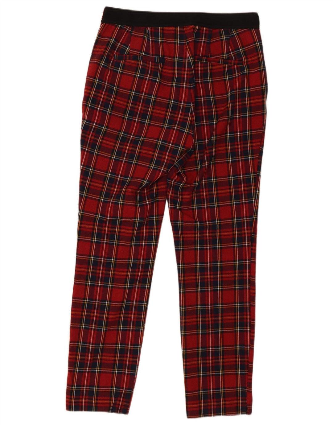 Zara Calça Chino Feminina Skinny Médio W28 L26 Poliéster Xadrez Vermelho