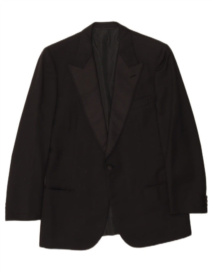 Jaqueta blazer masculina Bresci com 1 botão Reino Unido 40 grande lã preta