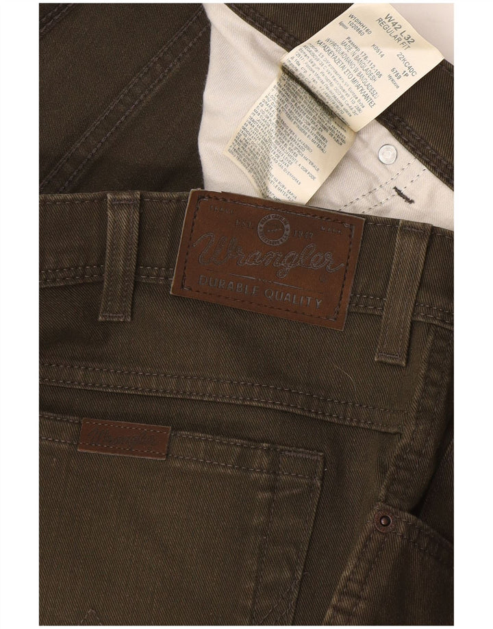 Wrangler Calça jeans masculina reta W42 L32 algodão cáqui