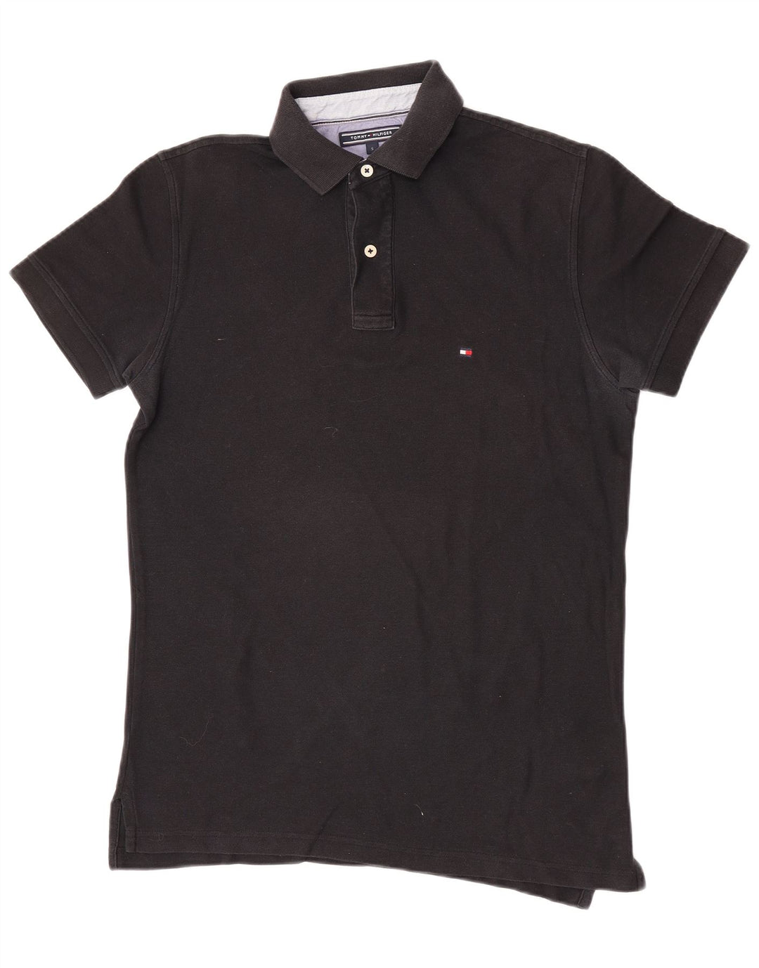 Camisa polo masculina Tommy Hilfiger Regular Fit pequena de algodão preto