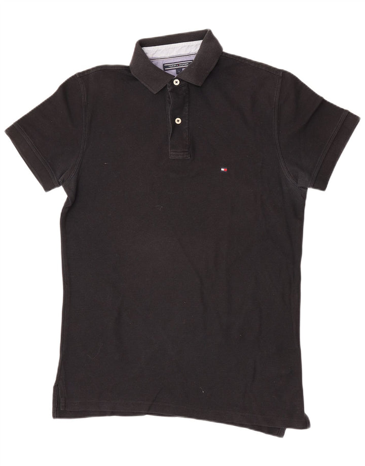 Camisa polo masculina Tommy Hilfiger Regular Fit pequena de algodão preto