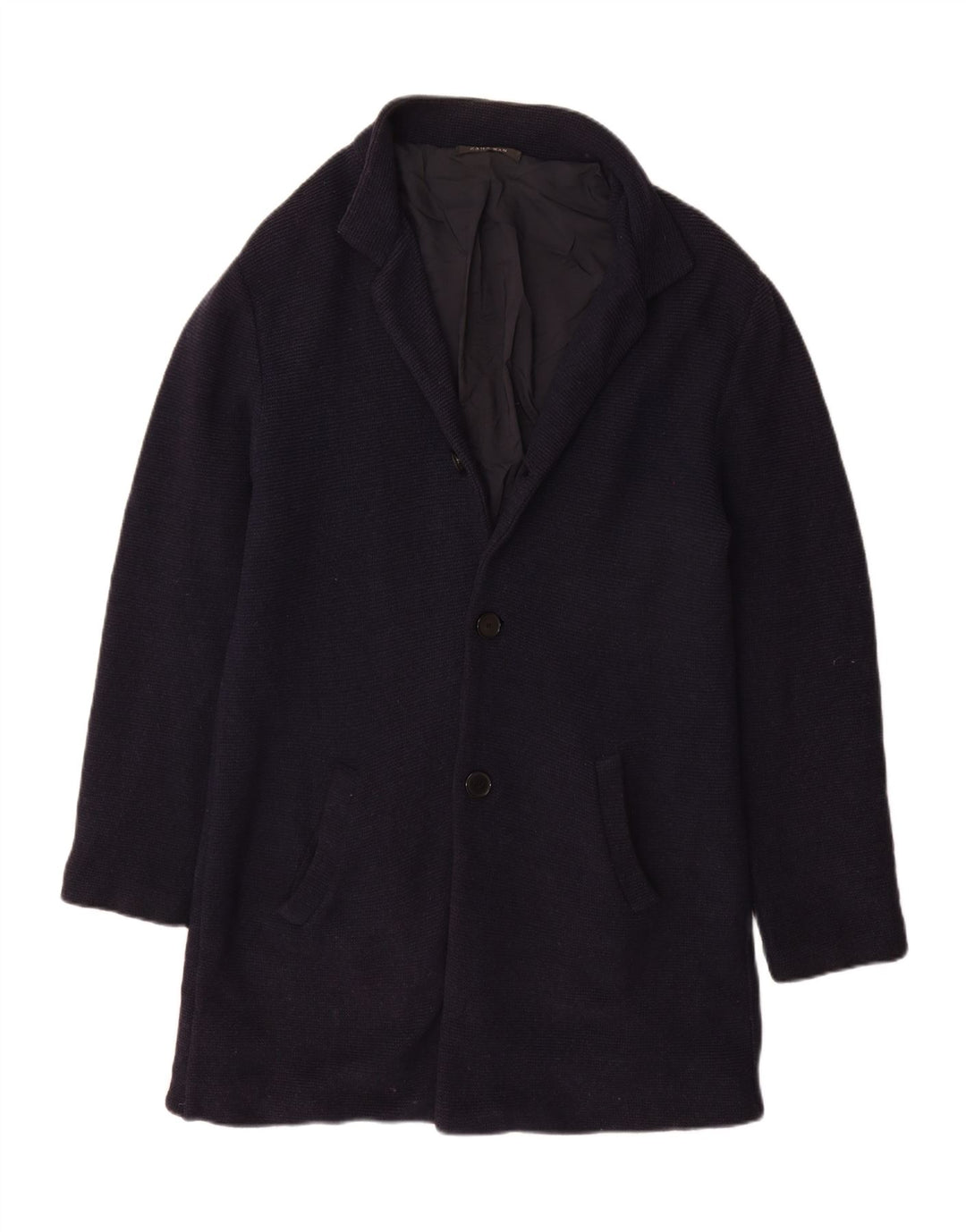 Sobretudo de malha masculino Zara UK 40 grande algodão azul marinho
