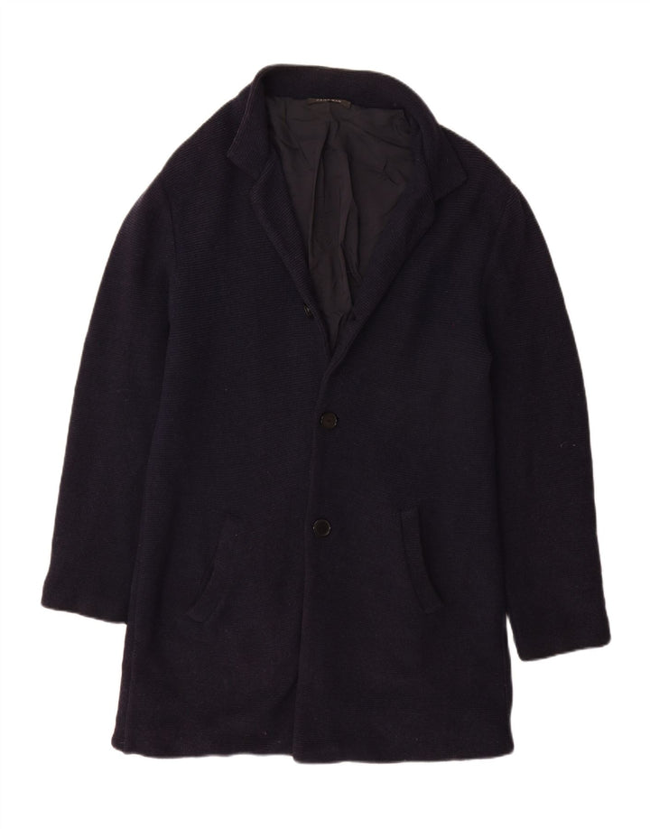Sobretudo de malha masculino Zara UK 40 grande algodão azul marinho