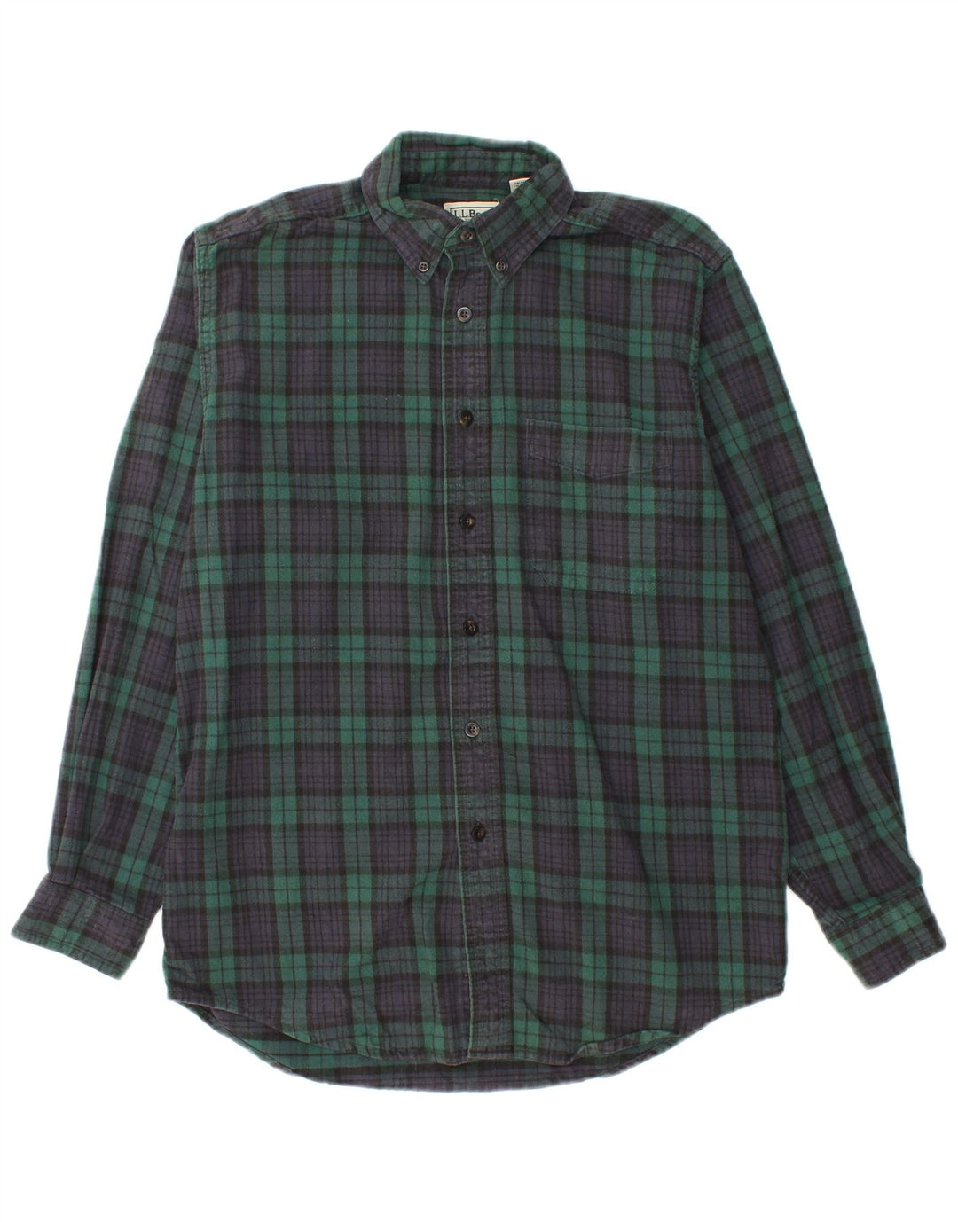 Camisa masculina de flanela L.L.BEAN pequeno algodão xadrez verde