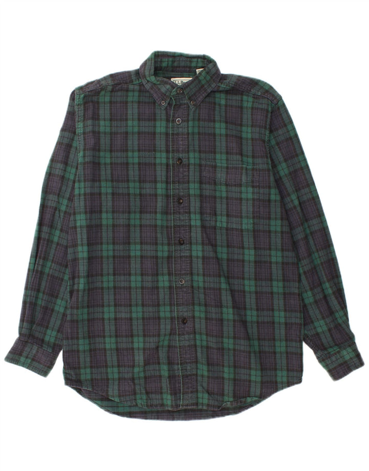 Camisa masculina de flanela L.L.BEAN pequeno algodão xadrez verde