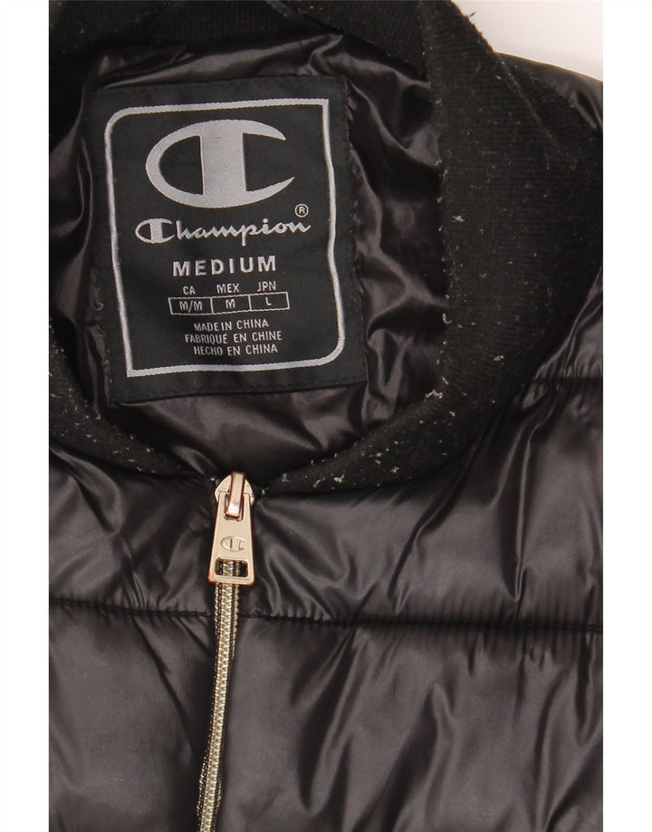 CHAMPION Womens Padded Coat UK 14 Medium Black Polyamide Vintage Champion and Second-Hand Champion from Messina Hembry 