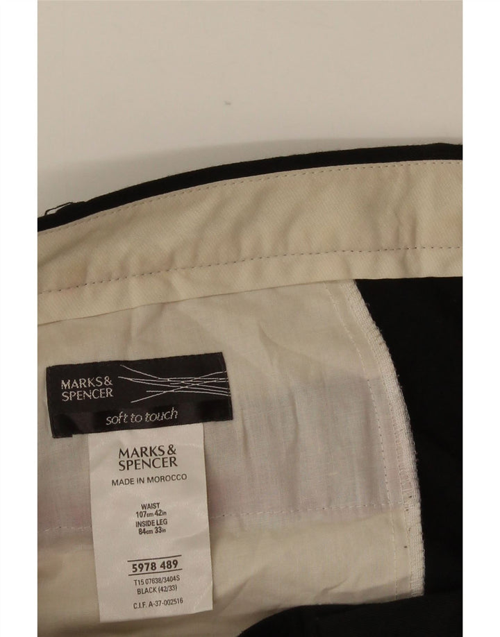 Calça de terno masculino Marks & Spencer W42 L33 viscose preta