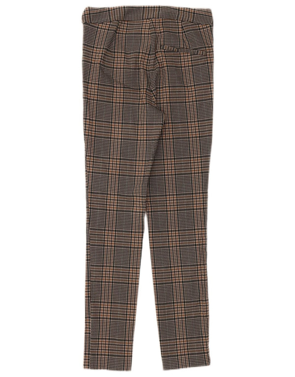 Zara Calça Chino Feminina Slim XS W24 L26 Marrom Check Viscose