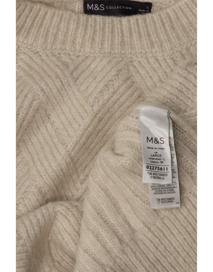 Suéter feminino Marks & Spencer grande com gola redonda Reino Unido 16 grande branco