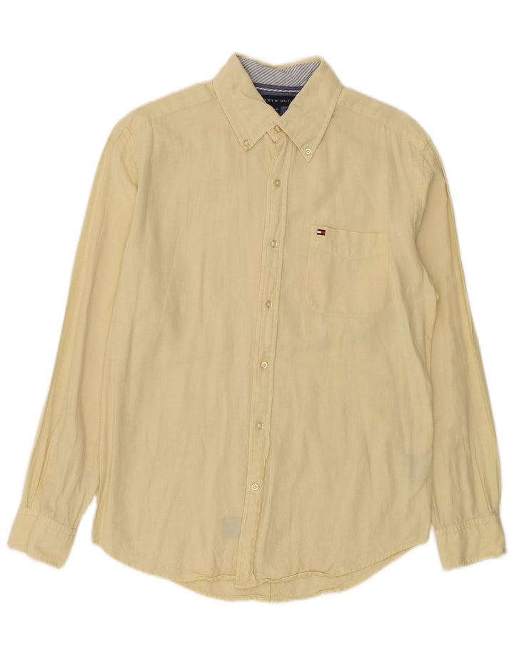 Camisa masculina Tommy Hilfiger de algodão amarelo médio
