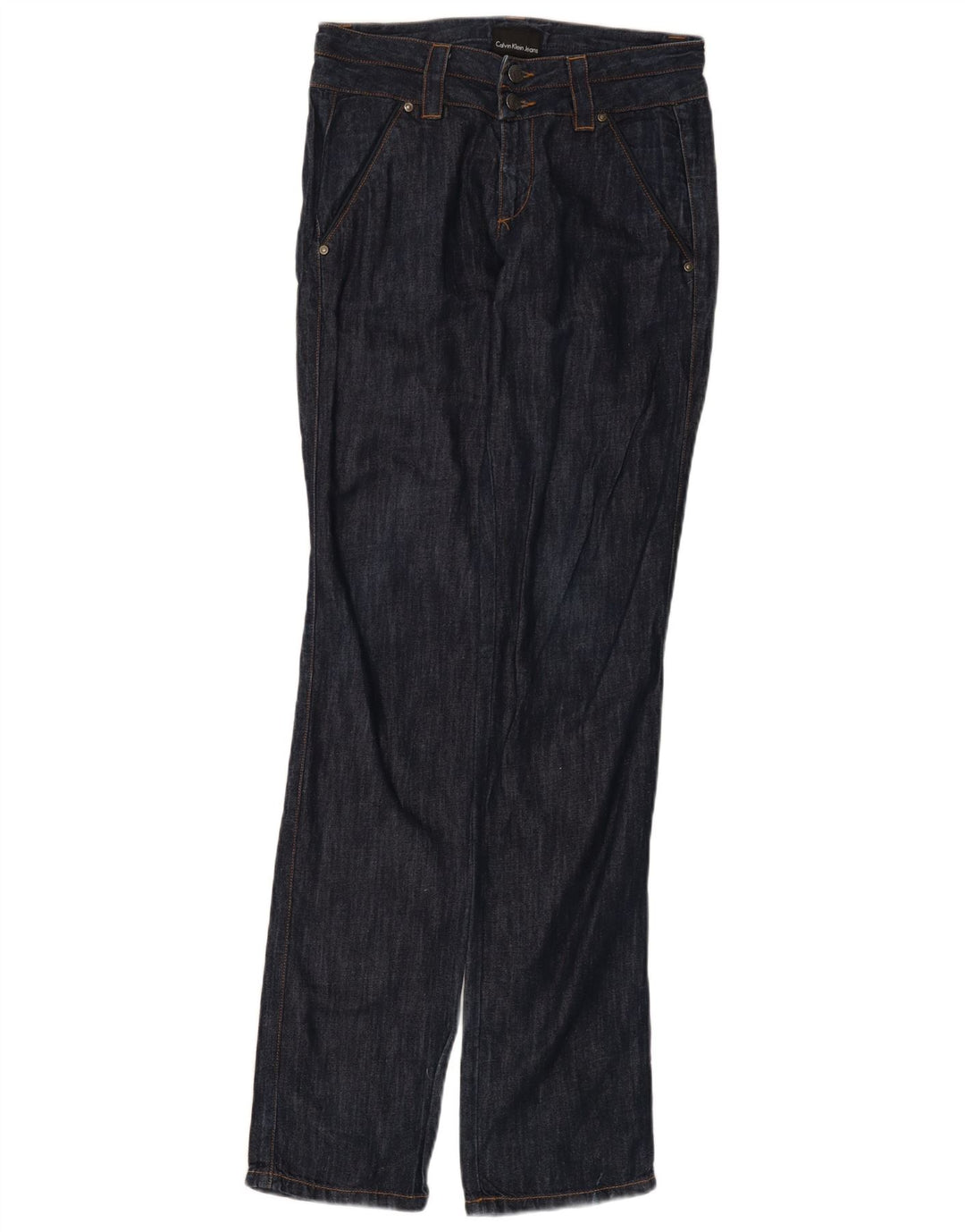 Calça jeans reta feminina CALVIN KLEIN W27 L35 algodão azul marinho