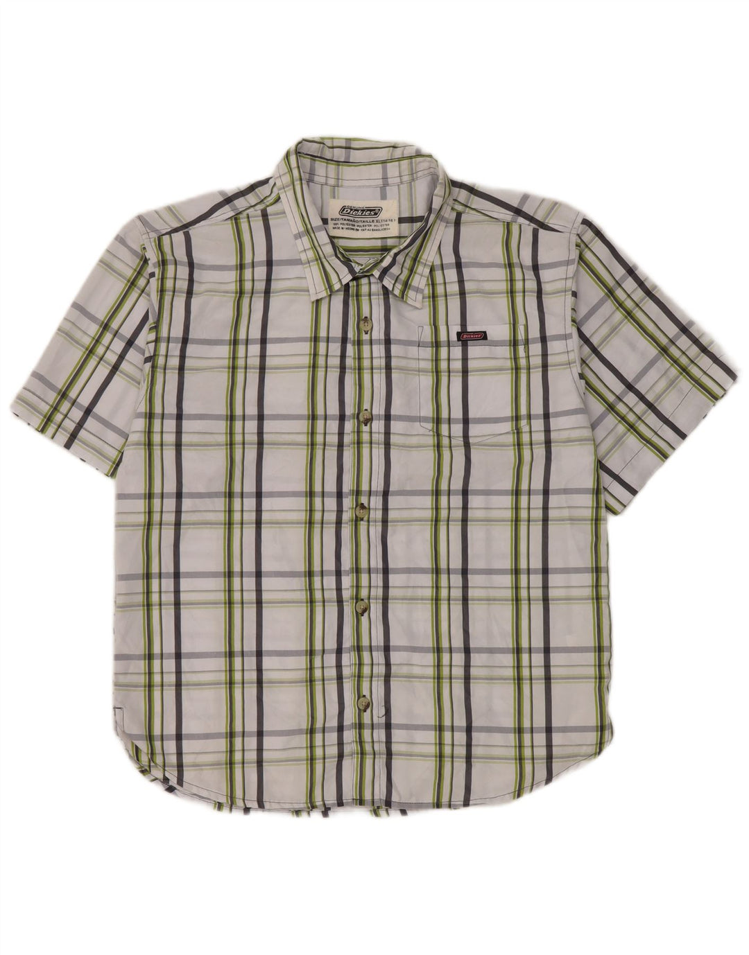 Camisa Dickies Boys Manga Curta 14-15 Anos XL Branco Poliéster Xadrez