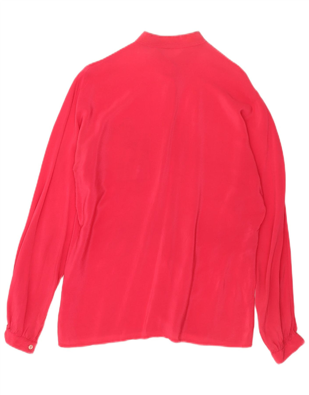 Blusa feminina vintage com camisa gráfica UK 14 acetato rosa médio