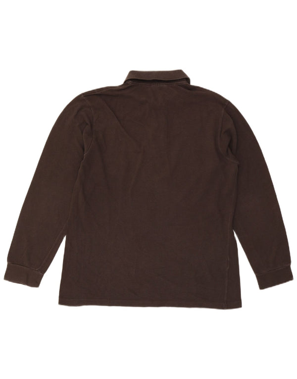 Camisa polo masculina de manga comprida Lacoste tamanho 4 médio algodão marrom