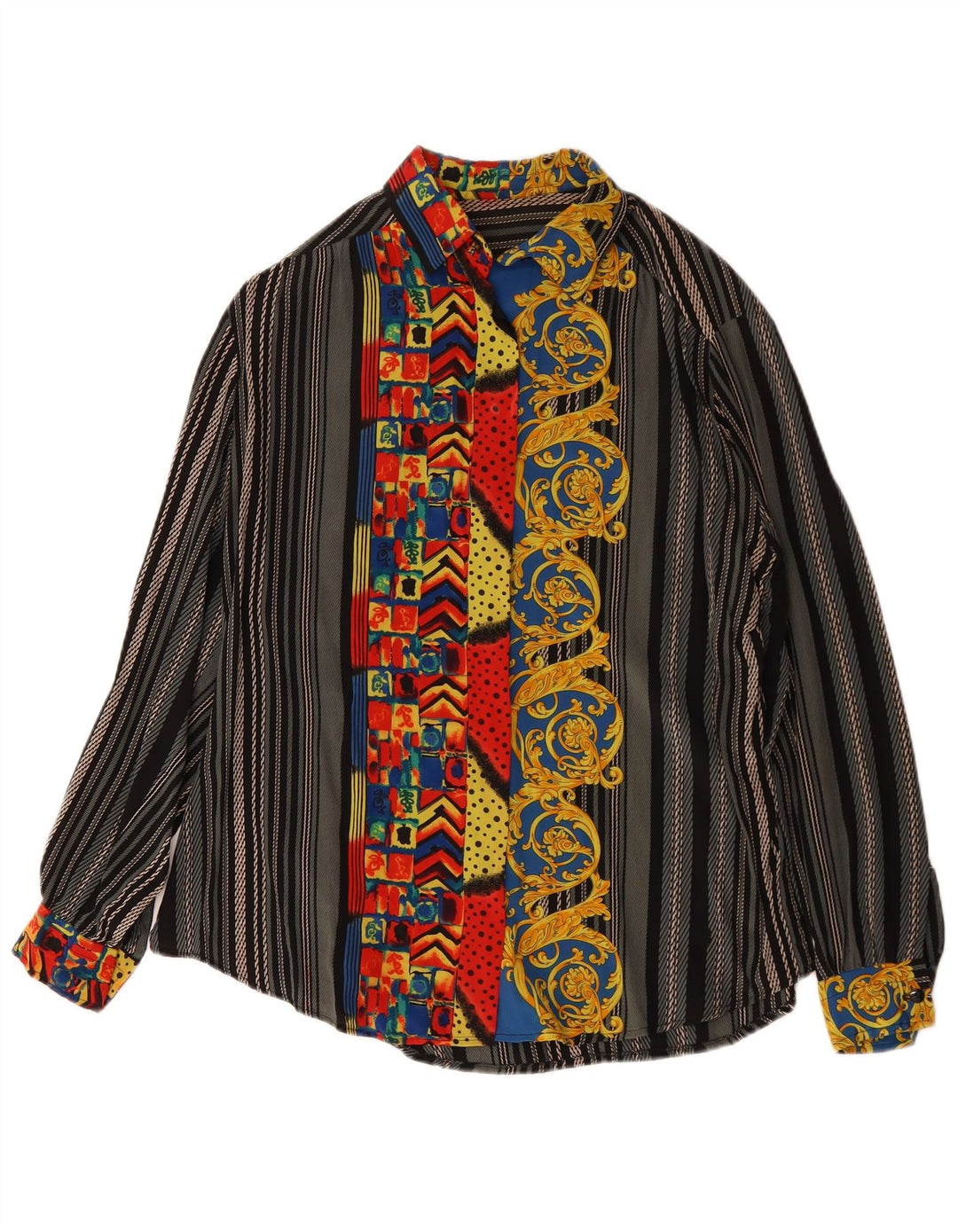 Blusa feminina vintage UK 14 grande cinza Paisley