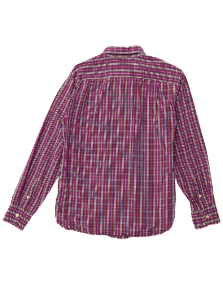 J. Crew Camisa masculina sob medida de algodão xadrez roxo médio