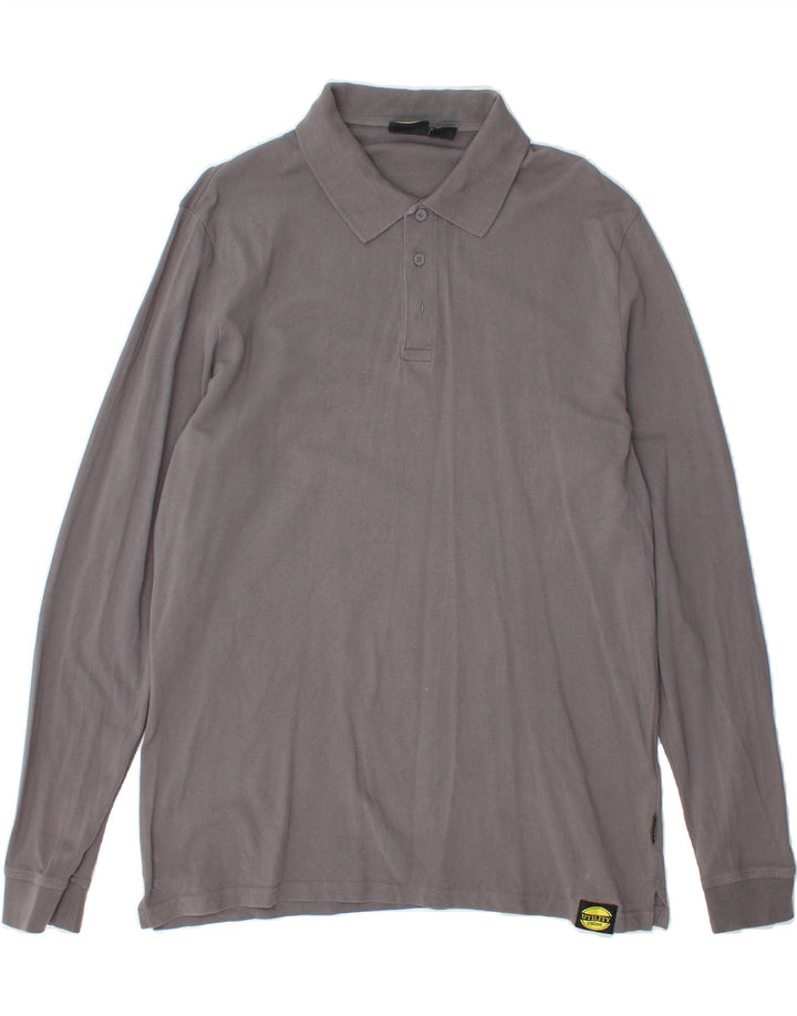 DIADORA Mens Long Sleeve Polo Shirt XL Grey Cotton Vintage Diadora and Second-Hand Diadora from Messina Hembry 