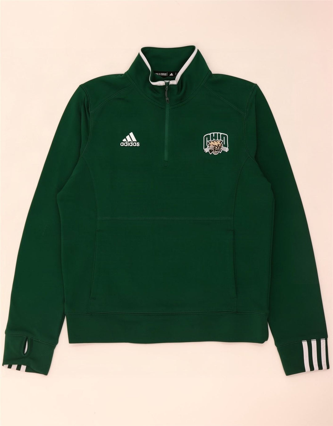 Adidas Mens Ohio Zip Neck Moletom Jumper Médio Verde