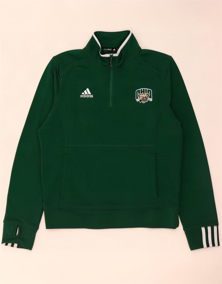 Adidas Mens Ohio Zip Neck Moletom Jumper Médio Verde