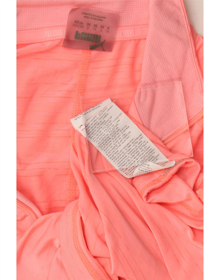 PUMA Feminino Zip Neck Top Manga Longa UK 8 Pequeno Poliéster Rosa