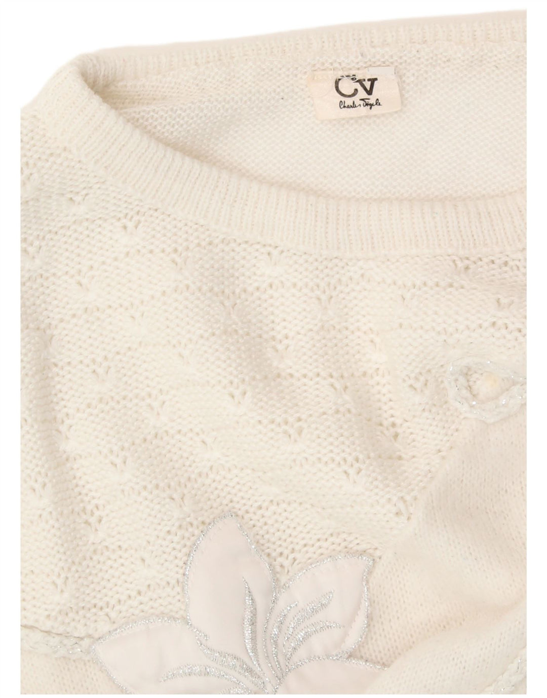 Suéter feminino CHARLES VOGELE com gola redonda UK 18 XL branco floral