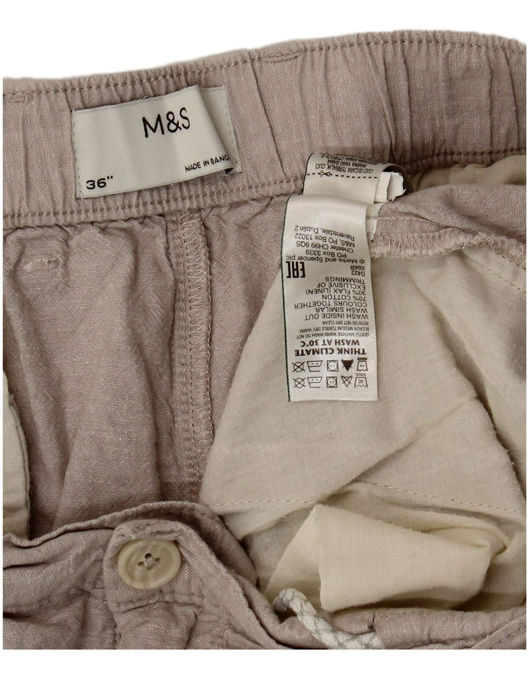 Shorts Chino masculino Marks & Spencer W36 grande algodão cinza