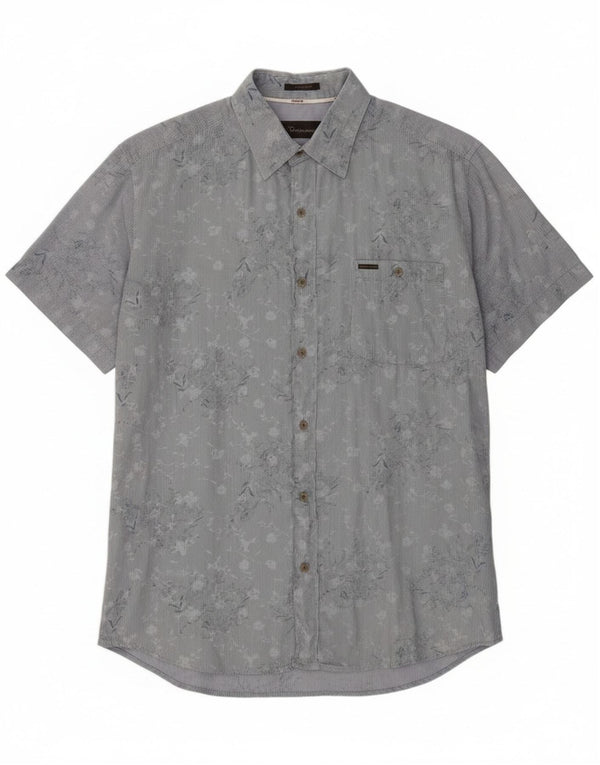 Camisa masculina de manga curta Marlboro Classics 2XL algodão floral azul