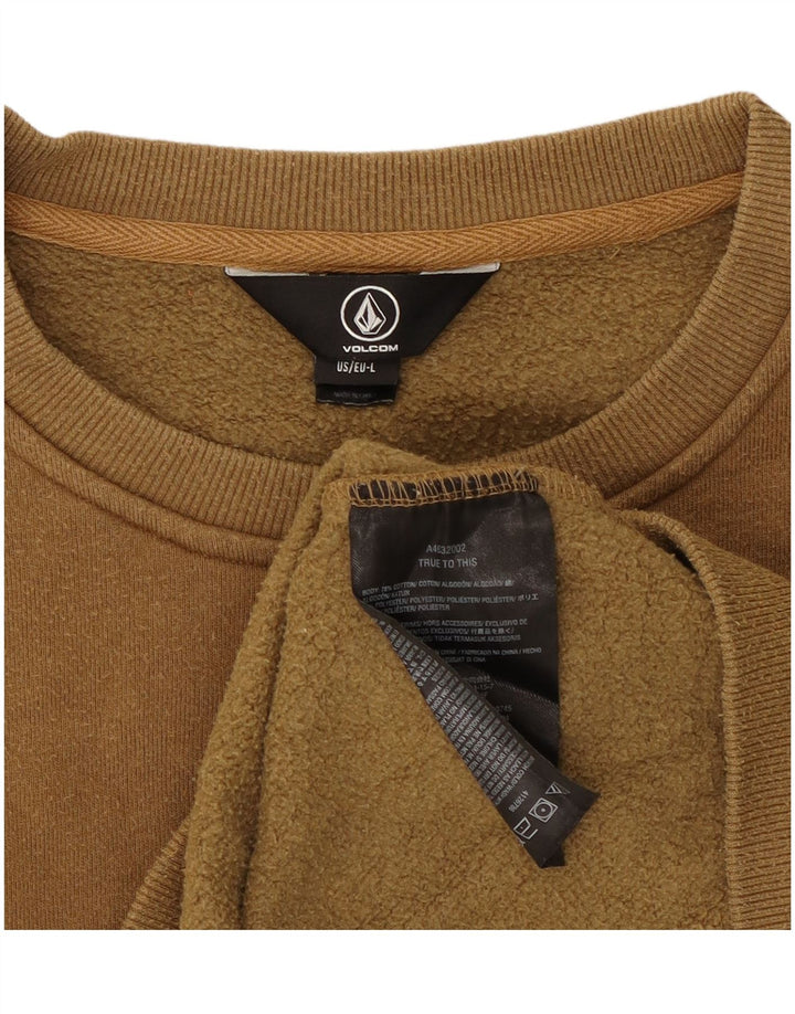 Volcom moletom gráfico masculino jumper grande algodão cáqui