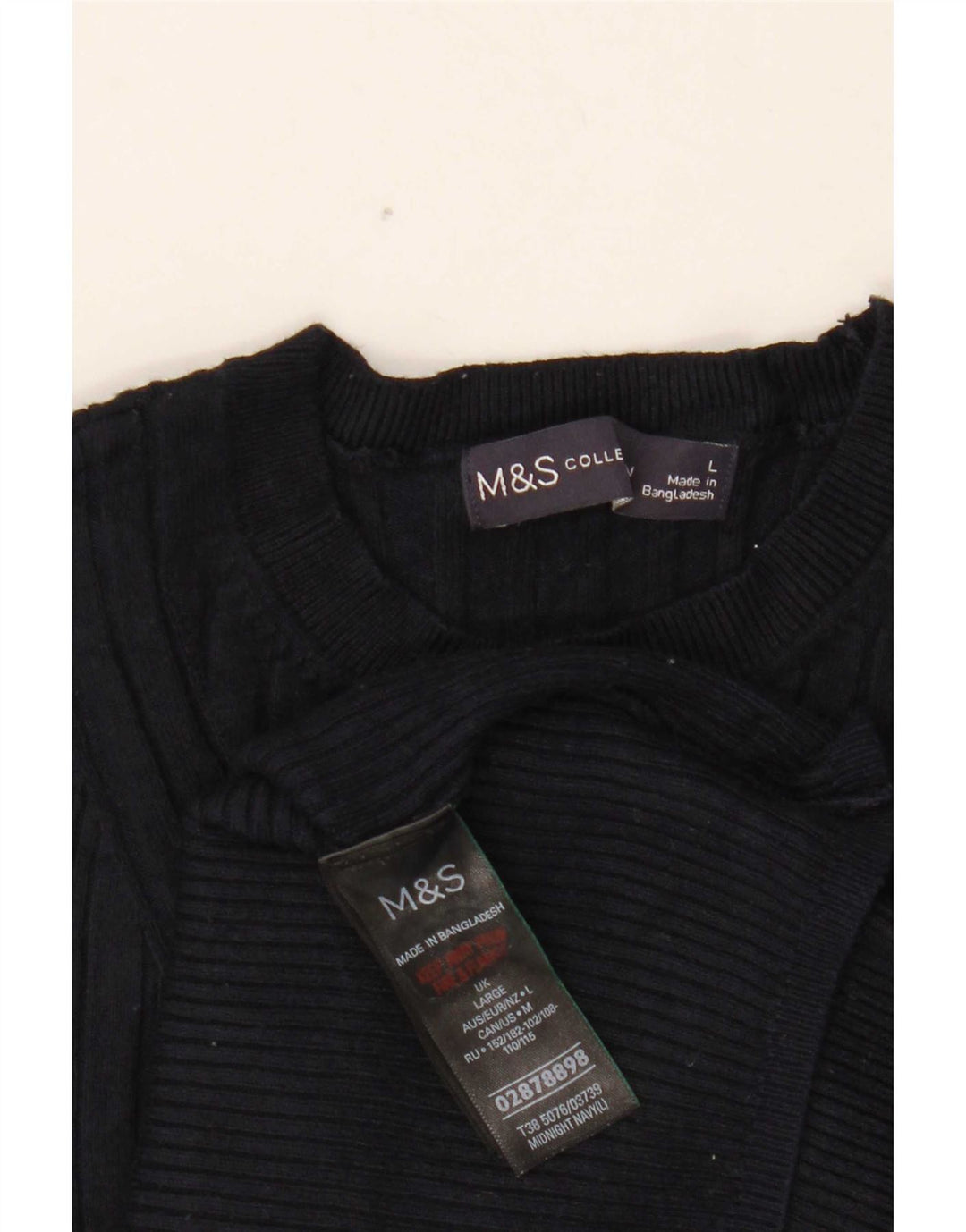 Suéter feminino Marks & Spencer com gola redonda Reino Unido 14 grande azul marinho