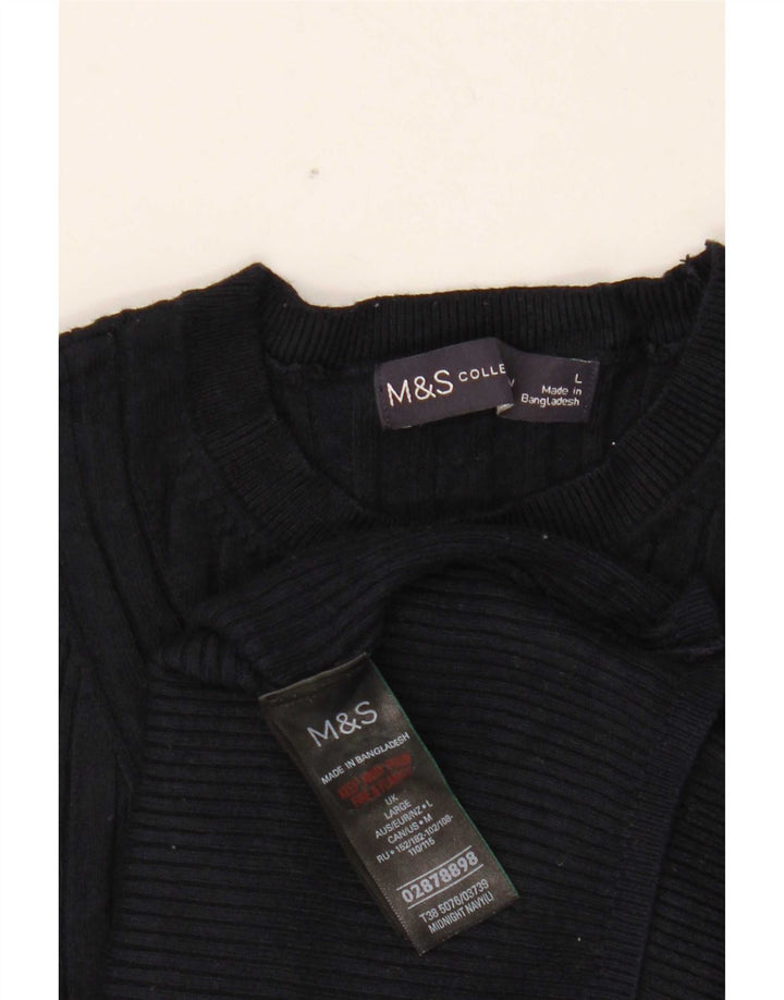 Suéter feminino Marks & Spencer com gola redonda Reino Unido 14 grande azul marinho
