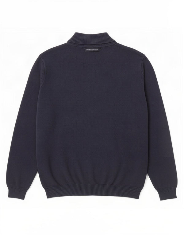 Suéter masculino James Pringle com zíper e gola XL algodão azul marinho