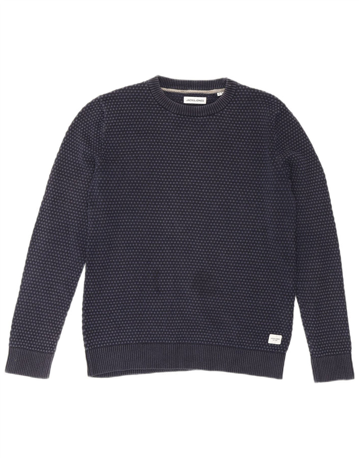 Suéter masculino Jack & Jones com gola redonda, bolinhas azul marinho médio