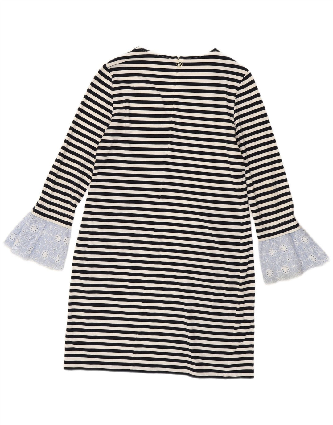 Vestido feminino Tommy Hilfiger Shift UK 12 médio preto listrado algodão