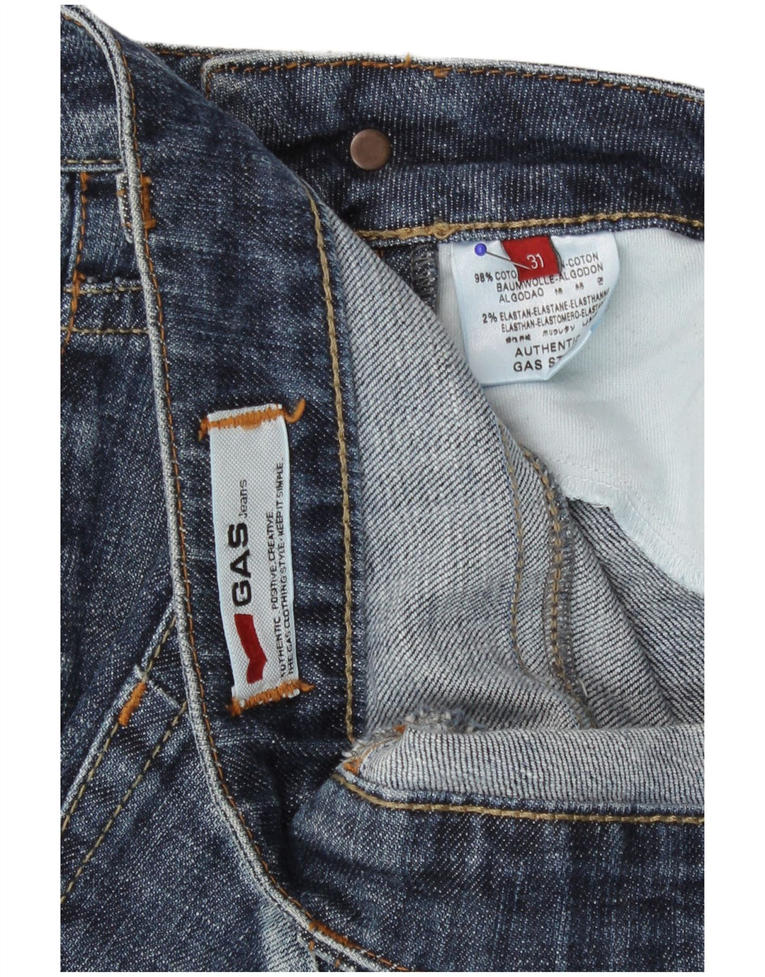 Gas Womens Slim Jeans W31 L29 Azul Algodão