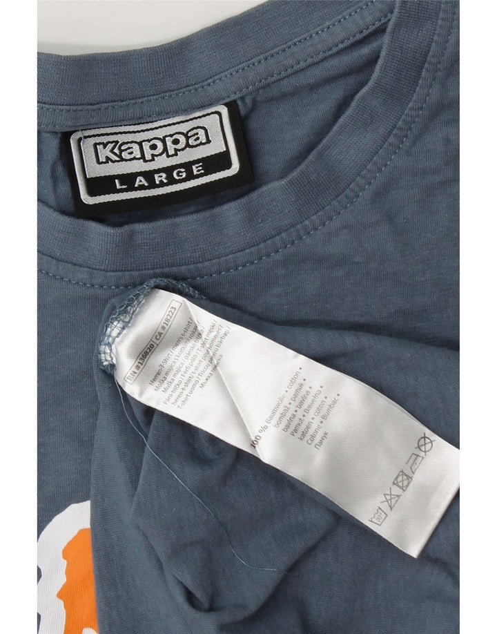 Camiseta gráfica masculina Kappa Top grande algodão azul