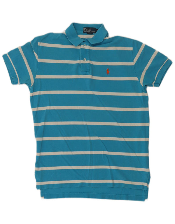 Polo Ralph Lauren Camisa masculina pequena listrada azul de algodão
