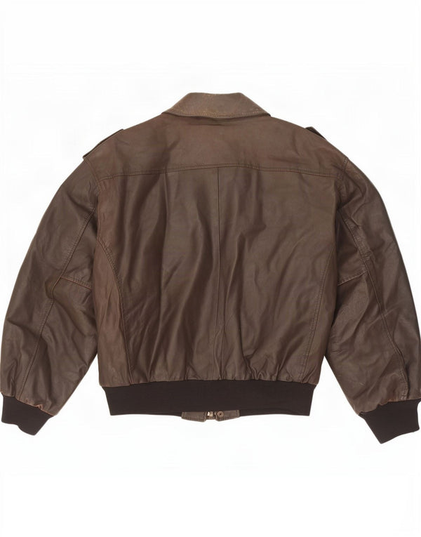 Jaqueta de couro militar masculina vintage IT 52 XL marrom
