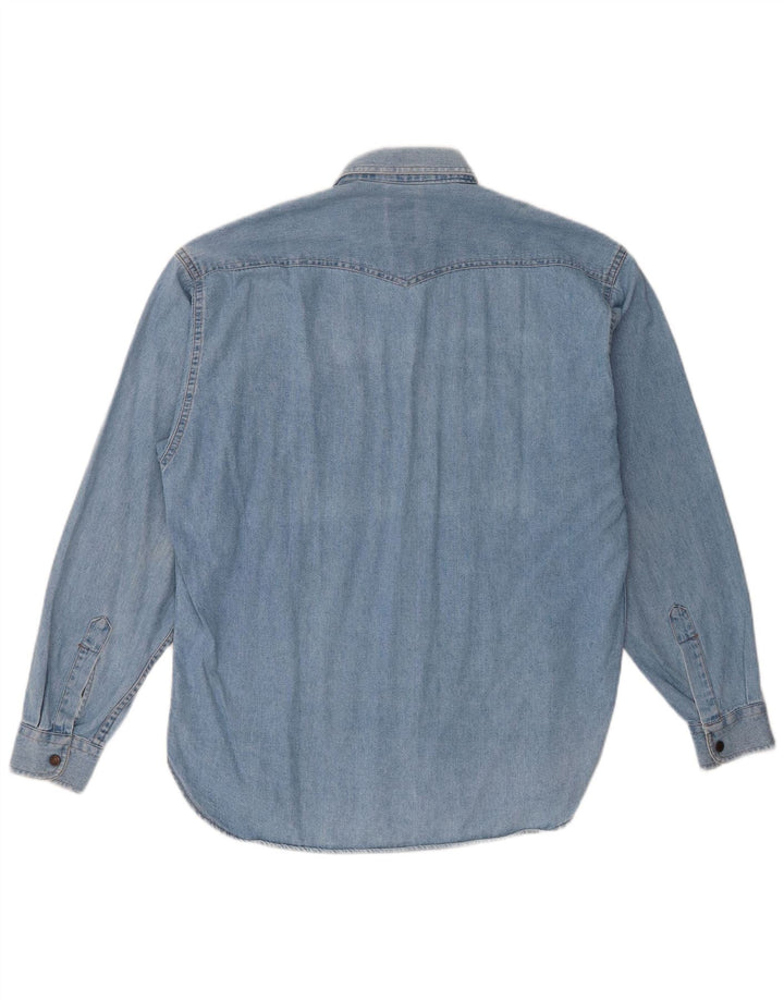 Camisa jeans masculina Cassuci pequena azul algodão