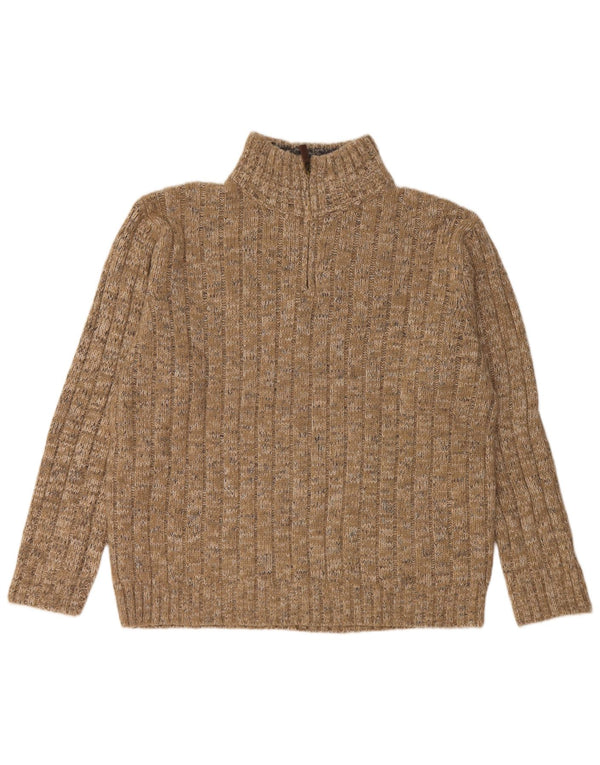 Suéter masculino Marks & Spencer com zíper e gola XL bege salpicado de acrílico