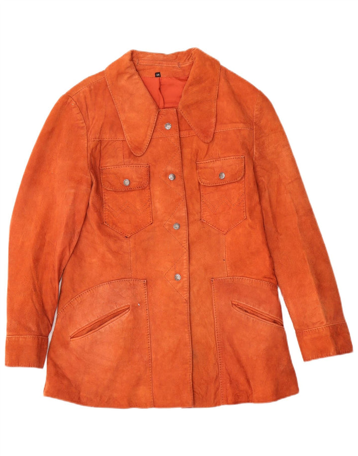 Jaqueta de camurça feminina vintage IT 38 XS laranja