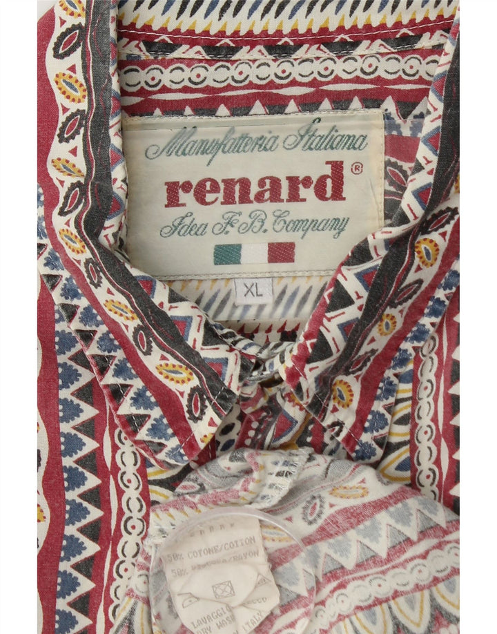 Camisa masculina Renard XL algodão geométrico multicolorido