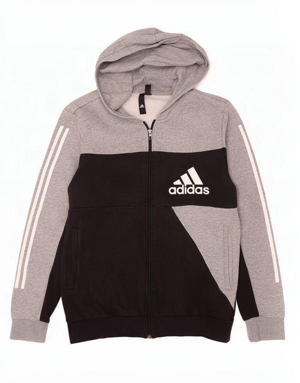 Adidas Mens Graphic Zip Hoodie Sweater Large Black Colourblock Cotton