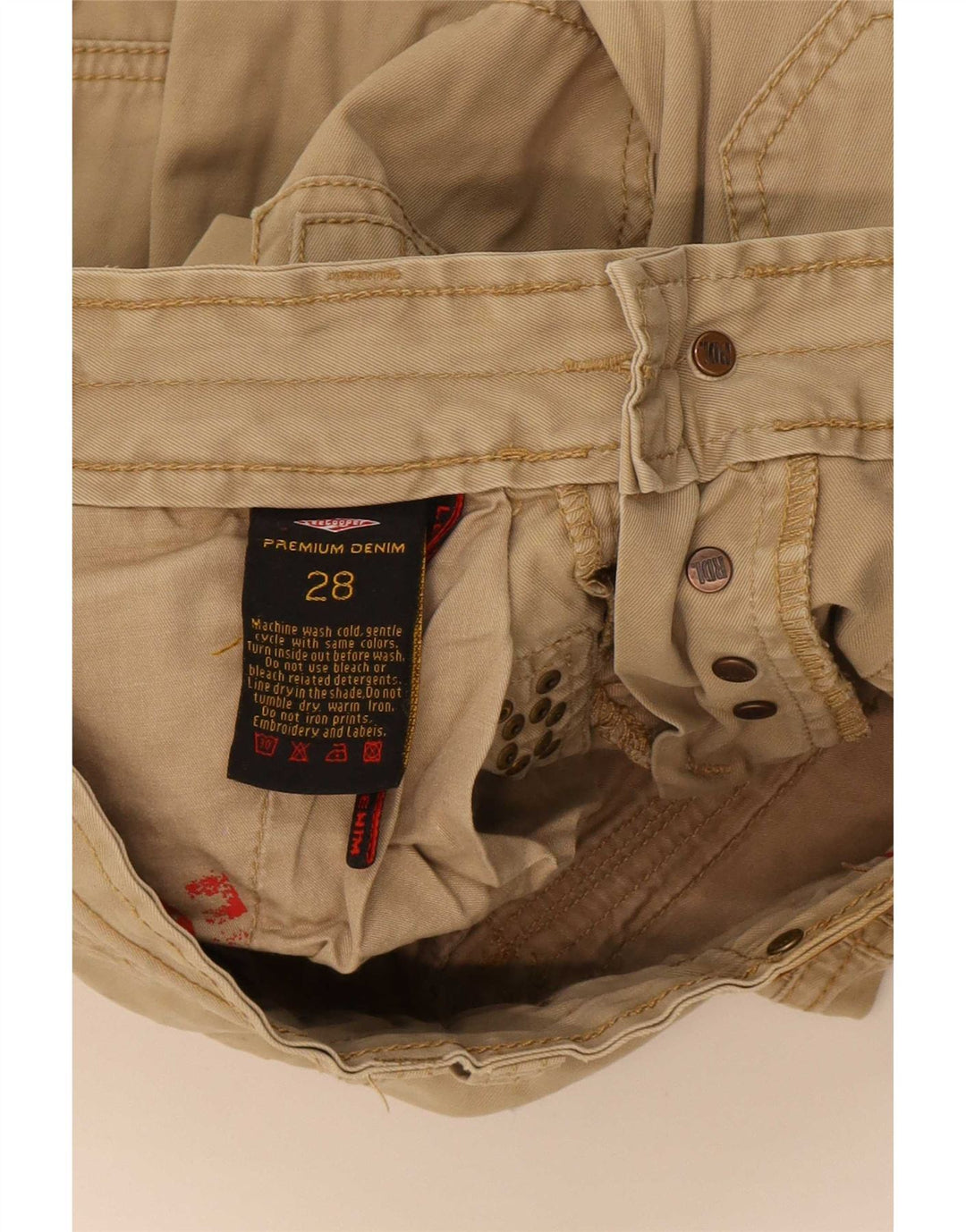Calça cargo masculina reta Lee Cooper W28 L32 algodão bege