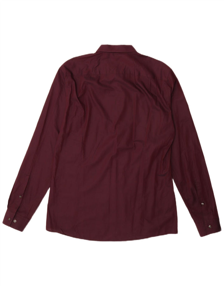 Camisa Slim Fit Masculina Hugo Boss 2XL Algodão Borgonha