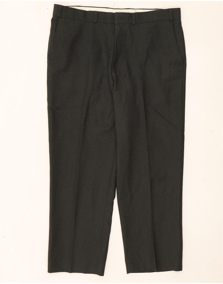Calça chino reta masculina Marks & Spencer W38 L29 poliéster verde