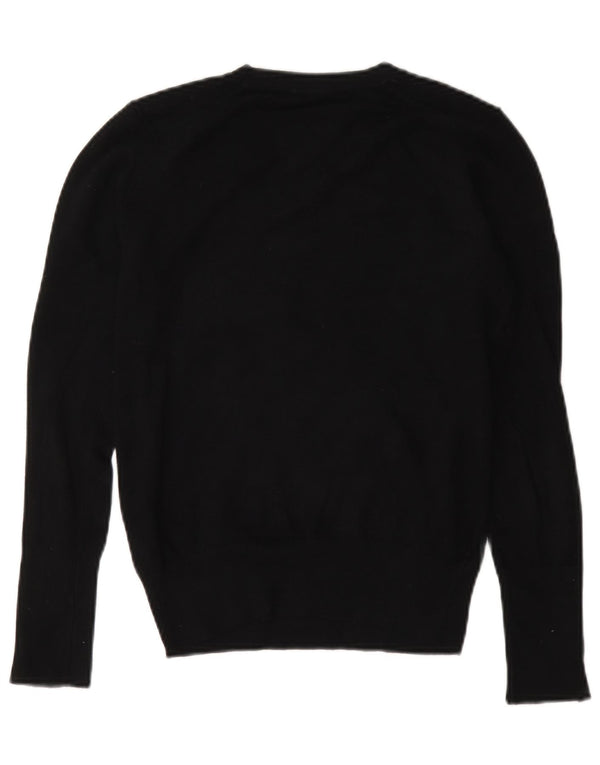Suéter feminino Zara com gola redonda e viscose preta média UK 14