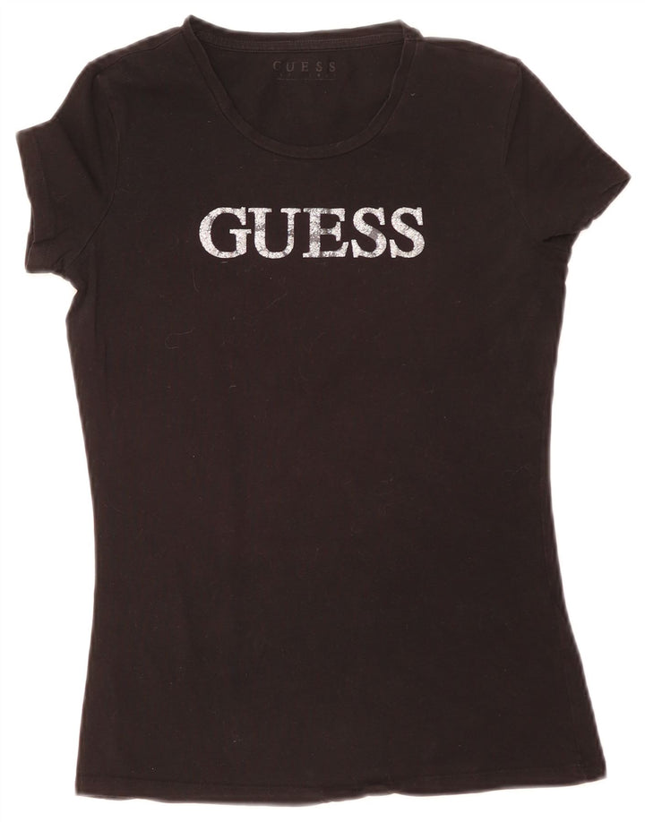 Camiseta feminina Guess com estampa gráfica UK 8 pequena preta